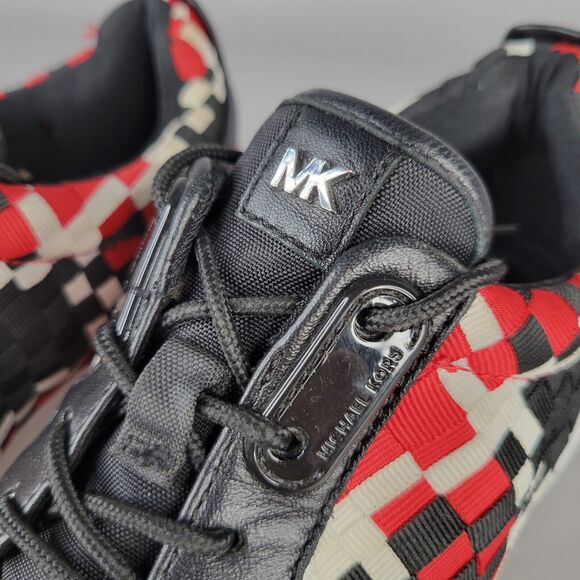 Michael Kors Womens Athletic Shoes Sneaker Woven Lace Up Black Red Size 6.5M - Picture 13 of 13